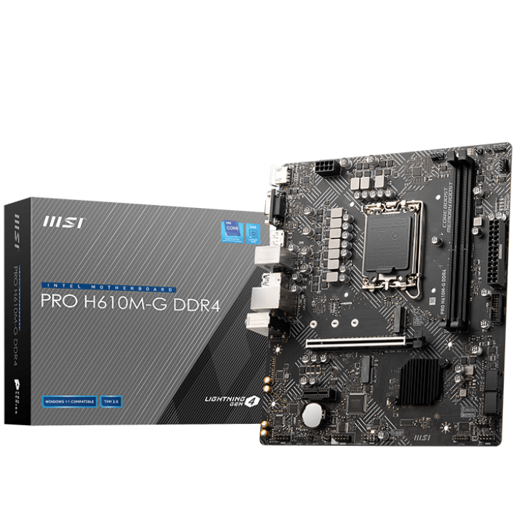 Motherboard MSI PRO H610M-G (LGA1700, 2x DDR4, 1x M.2, 1x RGB, 2x ARGB, 1Gbps LAN)