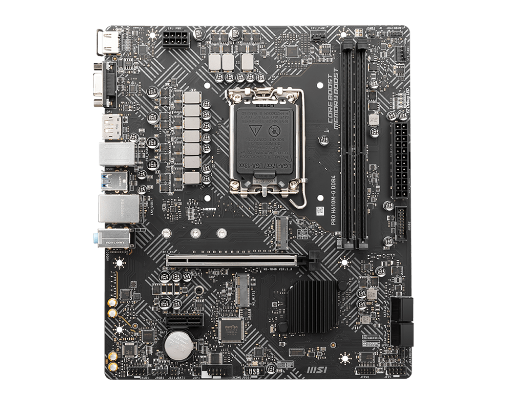 Motherboard MSI PRO H610M-G (LGA1700, 2x DDR4, 1x M.2, 1x RGB, 2x ARGB, 1Gbps LAN) - Imagen 2