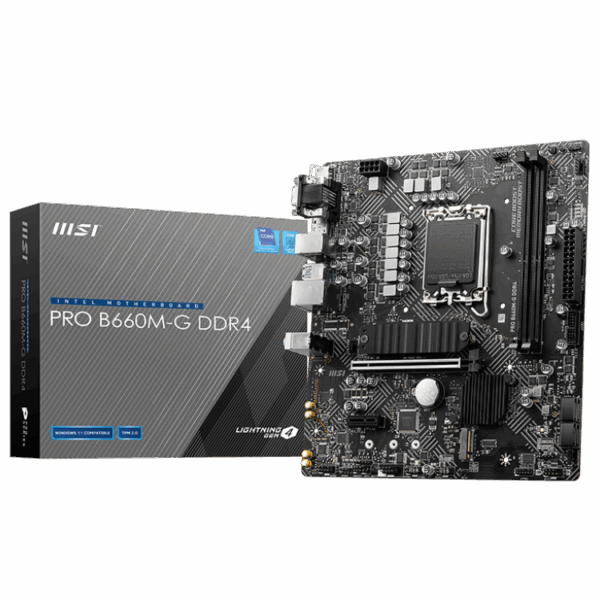 Motherboard MSI PRO B660M-G DDR4 (LGA1700, 2x DDR4, 2x M.2, 1x JRGB, 2x JRAINBOW, 2.5 Gbps LAN)