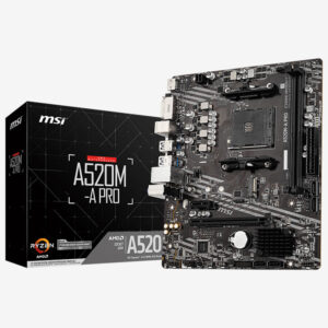 Motherboard MSI A520M-A PRO (AM4, 2x DDR4, 1x M.2, 1Gbps LAN)