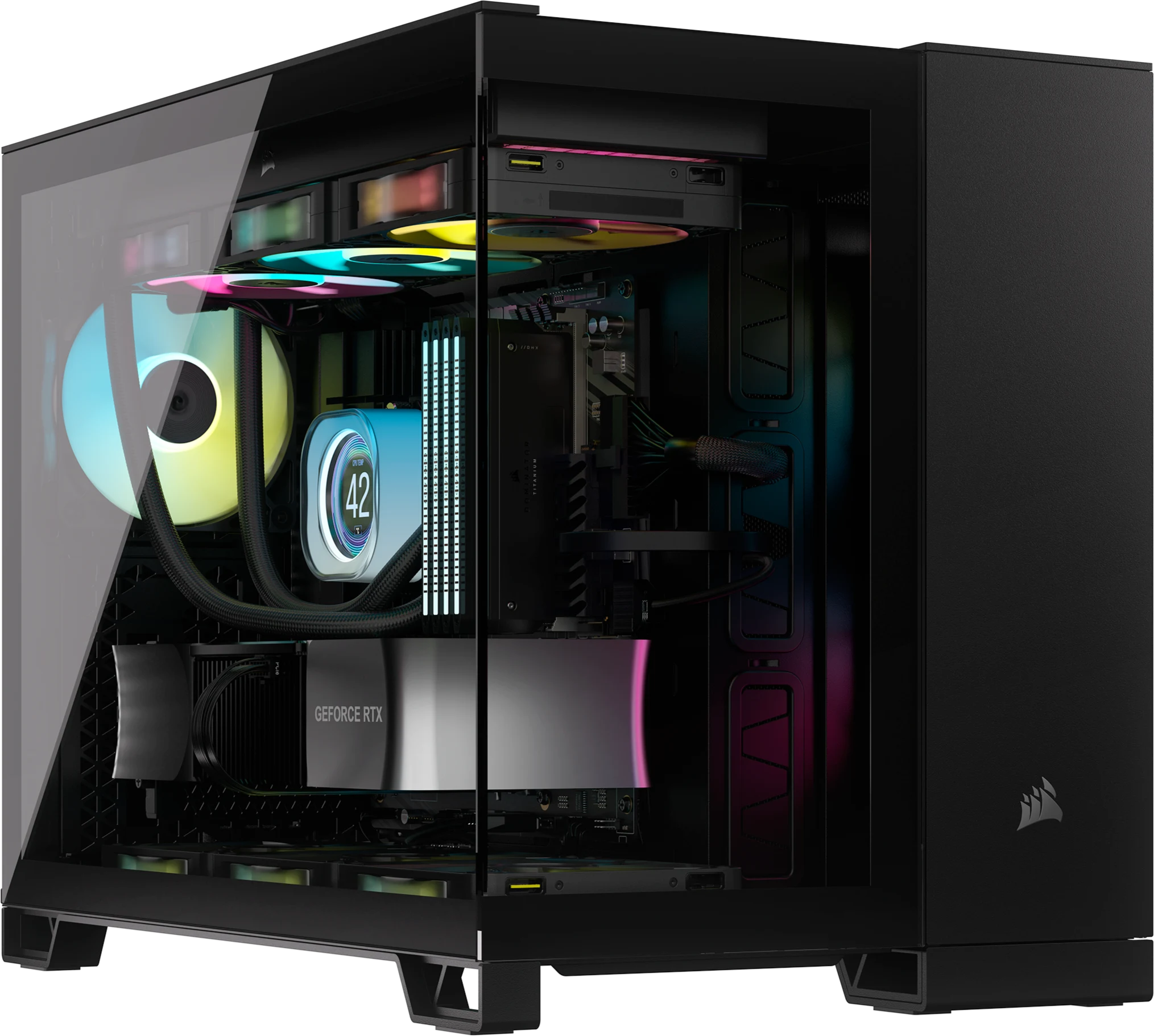 Case de dos cámaras semitorre Corsair 2500X, negro - Imagen 5