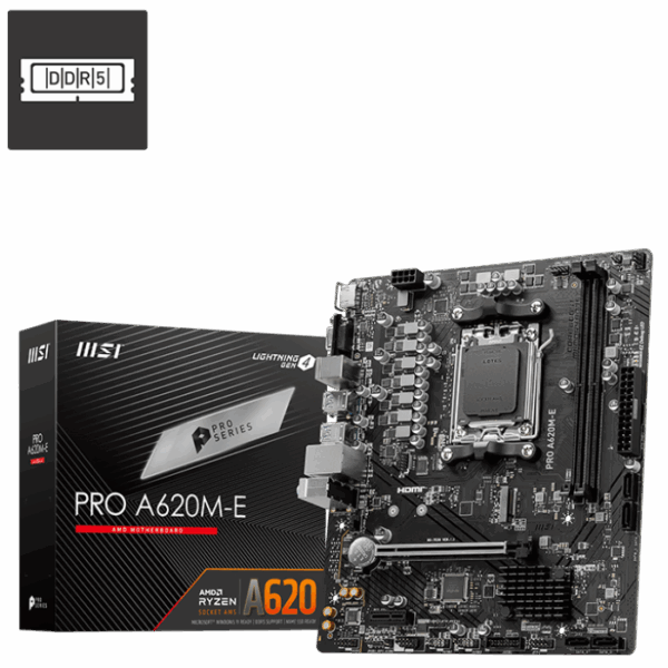 Motherboard MSI PRO A620M-E (AM5, 2x DDR5, 1x M.2, 1Gbps LAN)