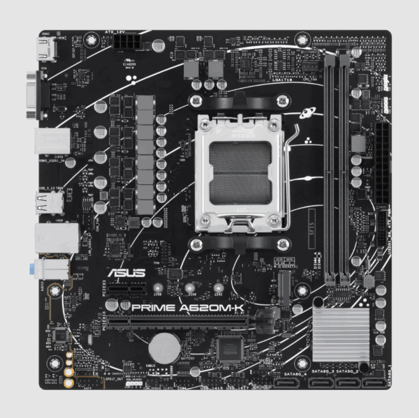 Motherboard ASUS Prime A620M-K (AM5, 2x DDR5, 1x M.2, 1x RGB, 2x ARGB, 1Gbps LAN) - Imagen 2