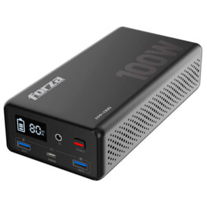 Estacion de poder portátil Forza 100W (5V/9V/12V CC, 2x USB-A, 1x USB-C, 1x 110V CA)
