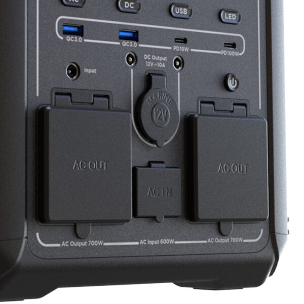Estacion de poder portátil Forza 700W (5V/9V/12V CC, 2x USB-A, 2x USB-C, 2x 110V CA, 1x toma de corriente auxiliar, Lampara LED) - Imagen 8
