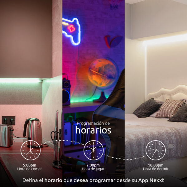 Cinta LED inteligente Wi-Fi RGBIC de 5m Nexxt NHB-S613 - Imagen 4