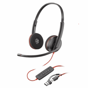 Headset Poly Blackwire 3220 Stereo (USB-C, Adaptador USB-A