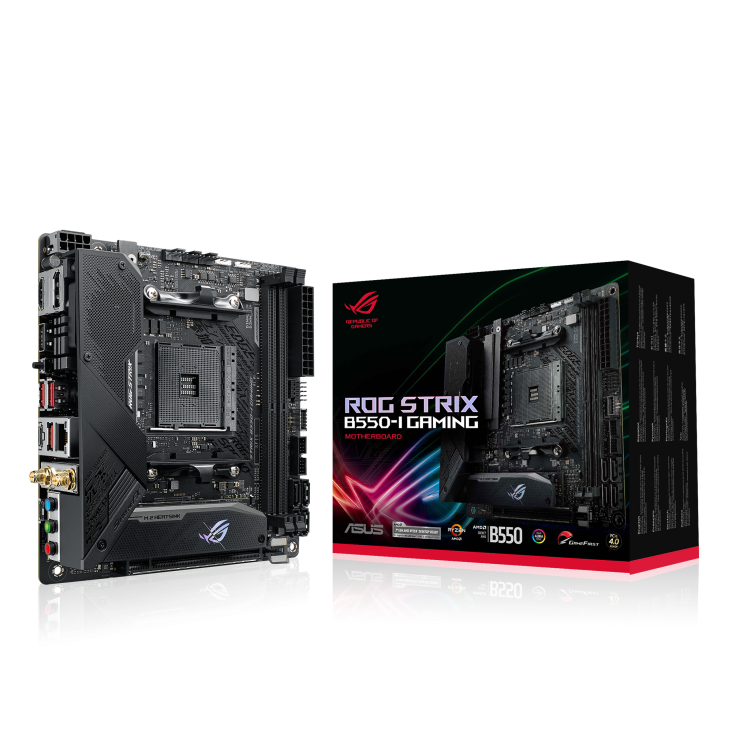 Motherboard ASUS ROG STRIX B550-I Gaming (AM4, ITX, 2x DDR4, 2x M.2, 1x RGB, 1x ARGB, Wi-Fi 6, 2.5 Gbps Ethernet)