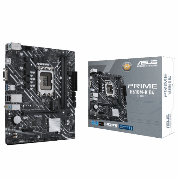 Motherboard Asus Prime H610M-K D4-CSM (LGA1700, 2x DDR4, 1x M.2, 1x RGB, 1Gbps LAN)