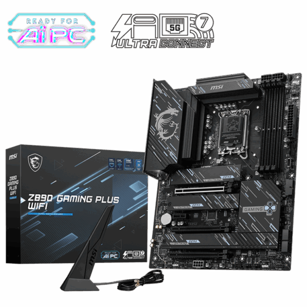 Motherboard MSI PRO Z890 Gaming Plus WiFi (LGA1851, 4x DDR5, 4x M.2, 3x ARGB, 1x RGB, 1x Thunderbolt4, 5Gbps LAN)