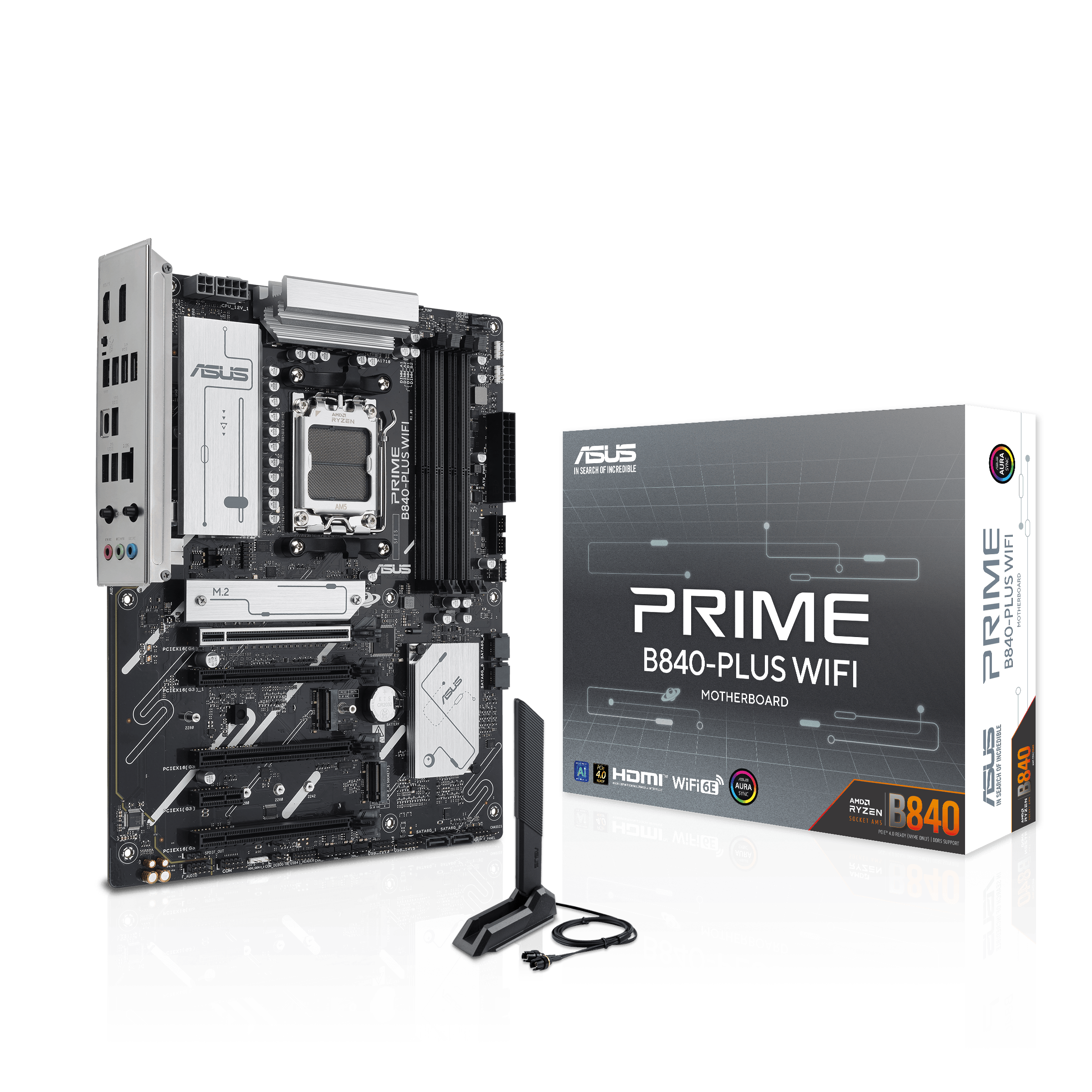Motherboard Asus Prime B840-PLUS WIFI (AM5, 4x DDR5, 3x M.2, 3x ARGB, Wi-Fi 6E, 2.5Gbps LAN)