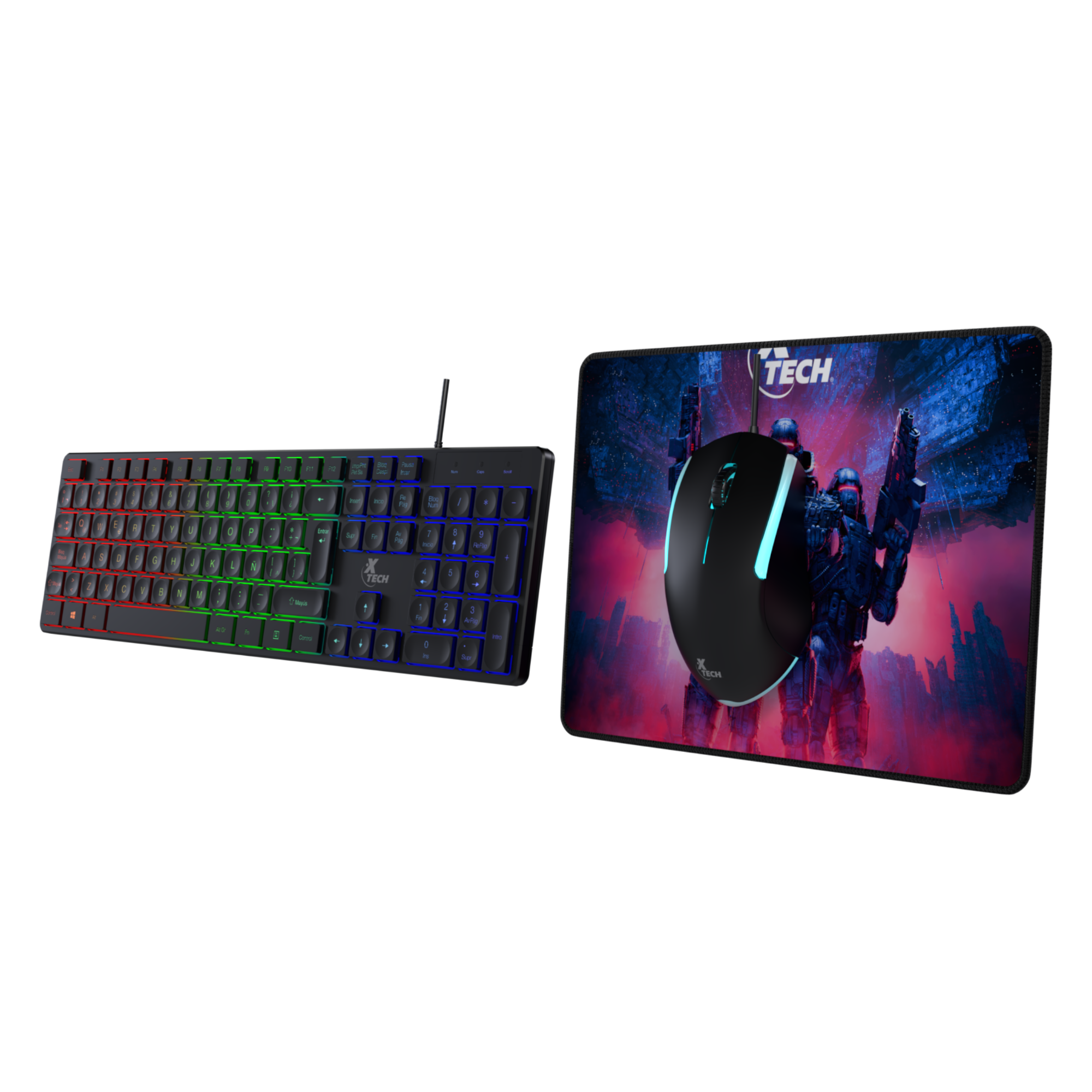 Combo gamer XTech Hasha XTK-535S 3 en 1, teclado, mouse y mousepad