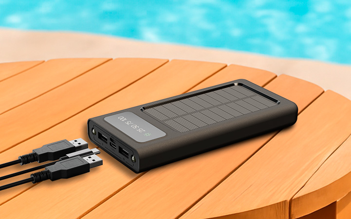 Banco de energía solar con cables de carga integrados de 10.000mAh Xtech - Imagen 4