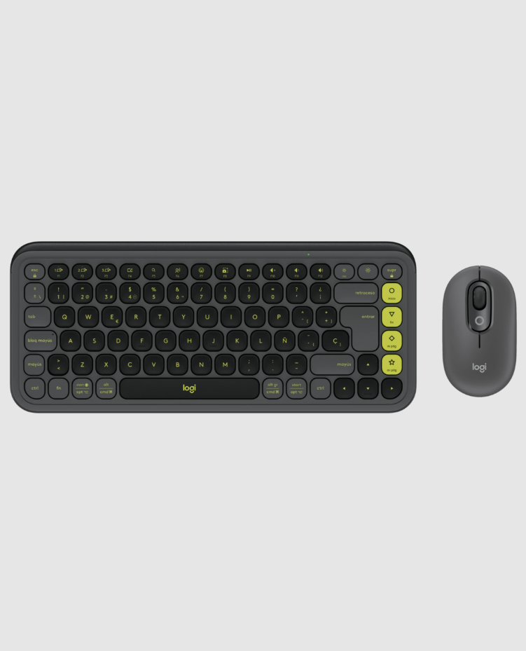Combo inalámbrico de teclado y mouse Logitech POP Icon Grafito y verde