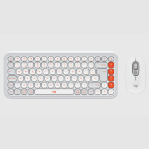 Combo inalámbrico de teclado y mouse Logitech POP Icon Blanco crudo y naranja