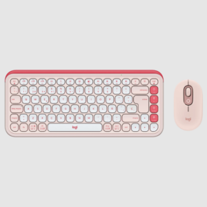 Combo inalámbrico de teclado y mouse Logitech POP Icon Rosado y blanco crudo