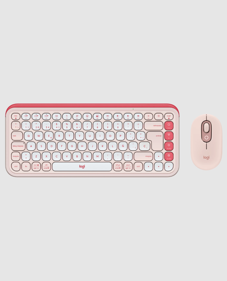 Combo inalámbrico de teclado y mouse Logitech POP Icon Rosado y blanco crudo