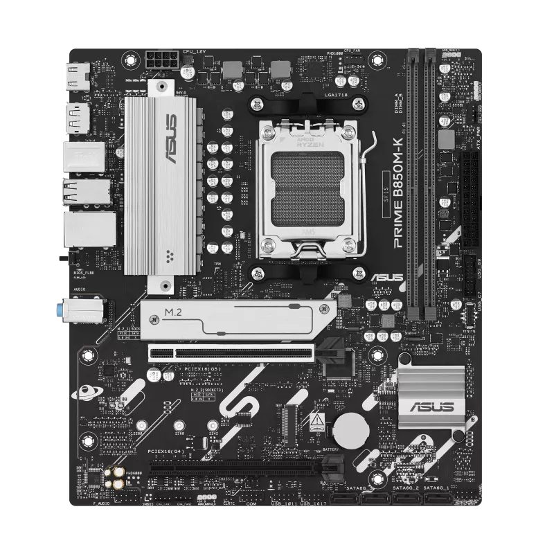 Motherboard ASUS B850M-K (AM5, 4x DDR5, 3x M.2, 3x ARGB, Wi-Fi 6, 2.5 Gbps Ethernet) - Imagen 2