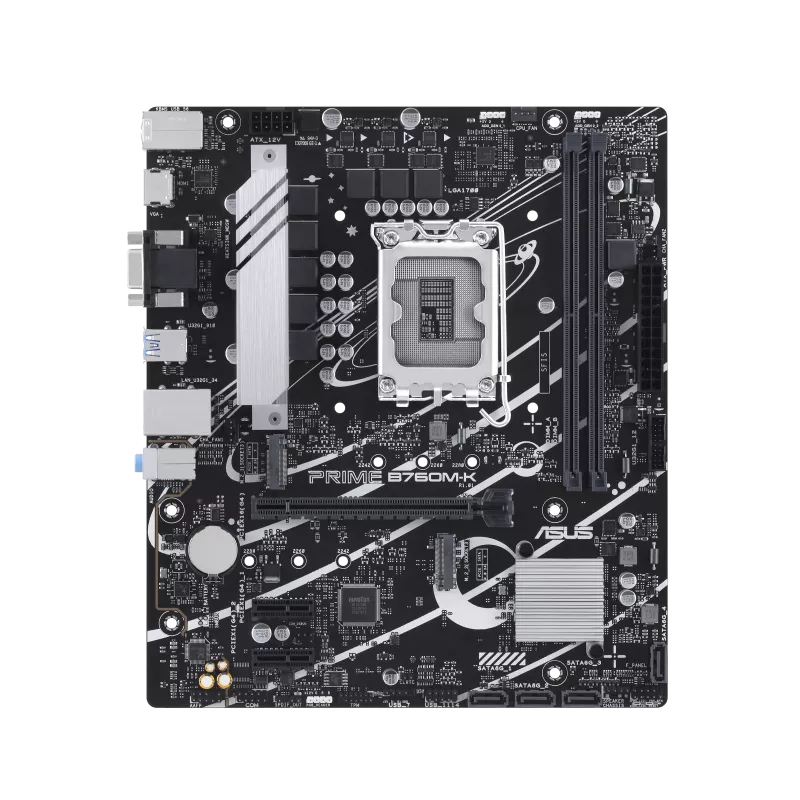 Motherboard Asus Prime B760M-K (LGA1700, 4x DDR5, 2x M.2, 2x ARGB, 1x Aura RGB, 2.5Gbps LAN)