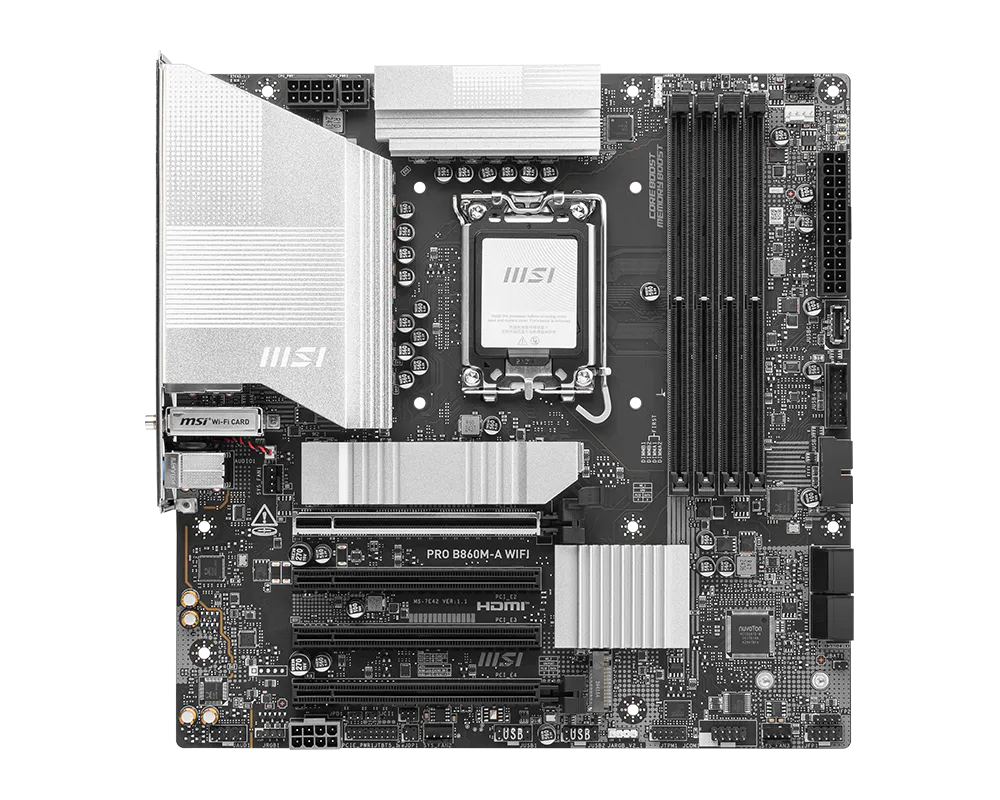 Motherboard MSI PRO B860M-A WIFI (LGA1700, 2x DDR5, 1x M.2, 2x ARGB, 1x RGB, 1Gbps LAN) - Imagen 2
