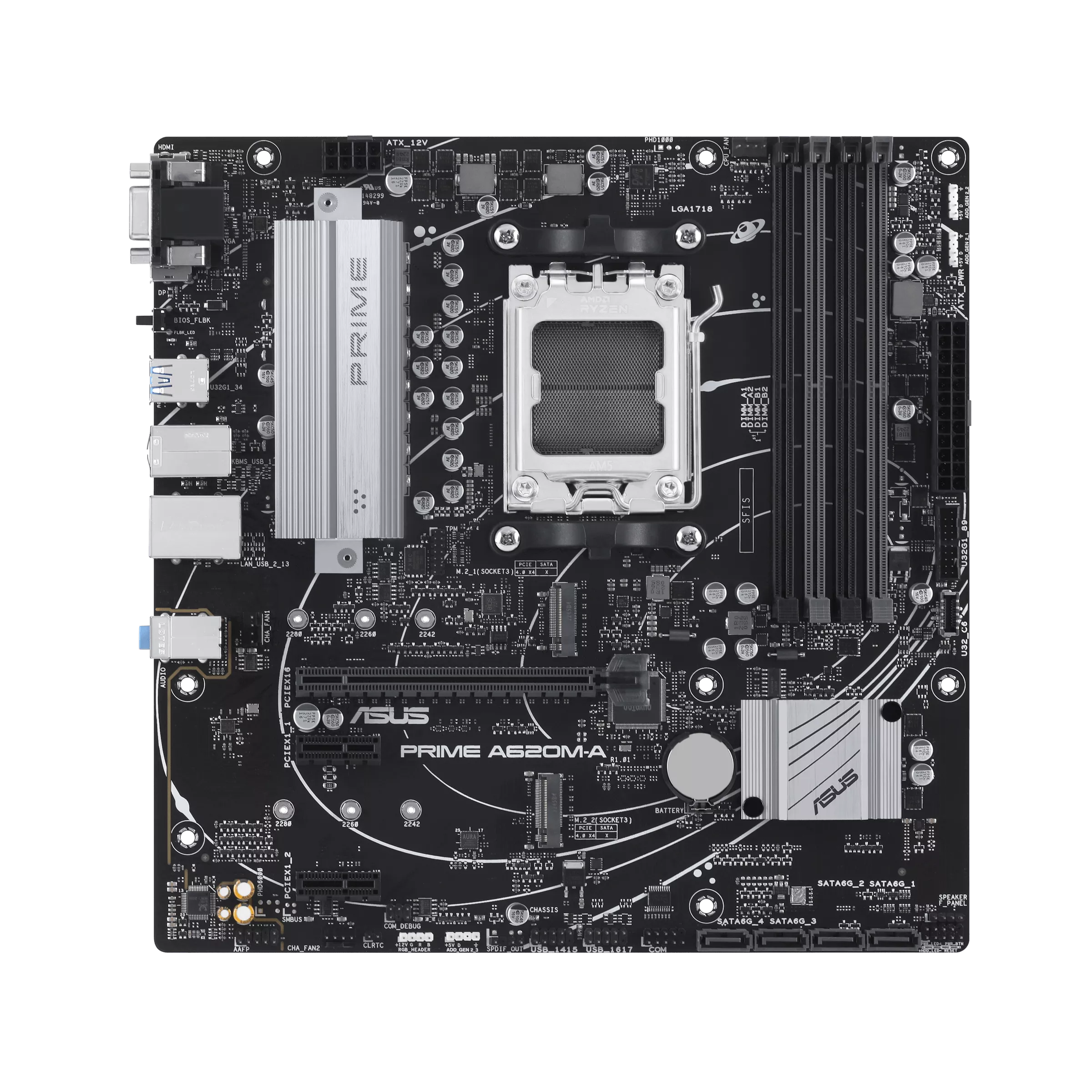 Motherboard ASUS PRIME A620M-A (AM5, 4x DDR5, 2x M.2, 3x ARGB, 1Gbps LAN) - Imagen 4
