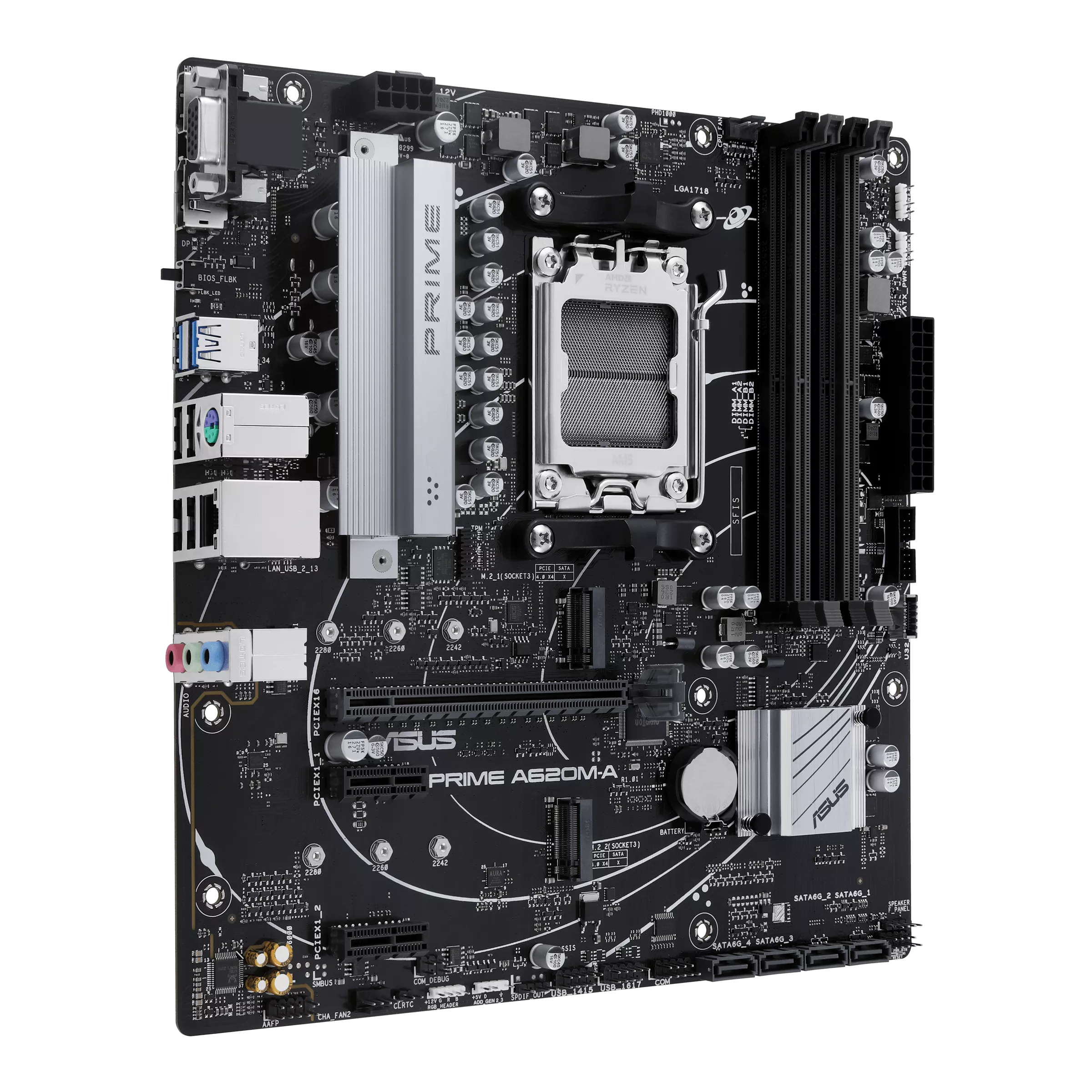 Motherboard ASUS PRIME A620M-A (AM5, 4x DDR5, 2x M.2, 3x ARGB, 1Gbps LAN) - Imagen 5