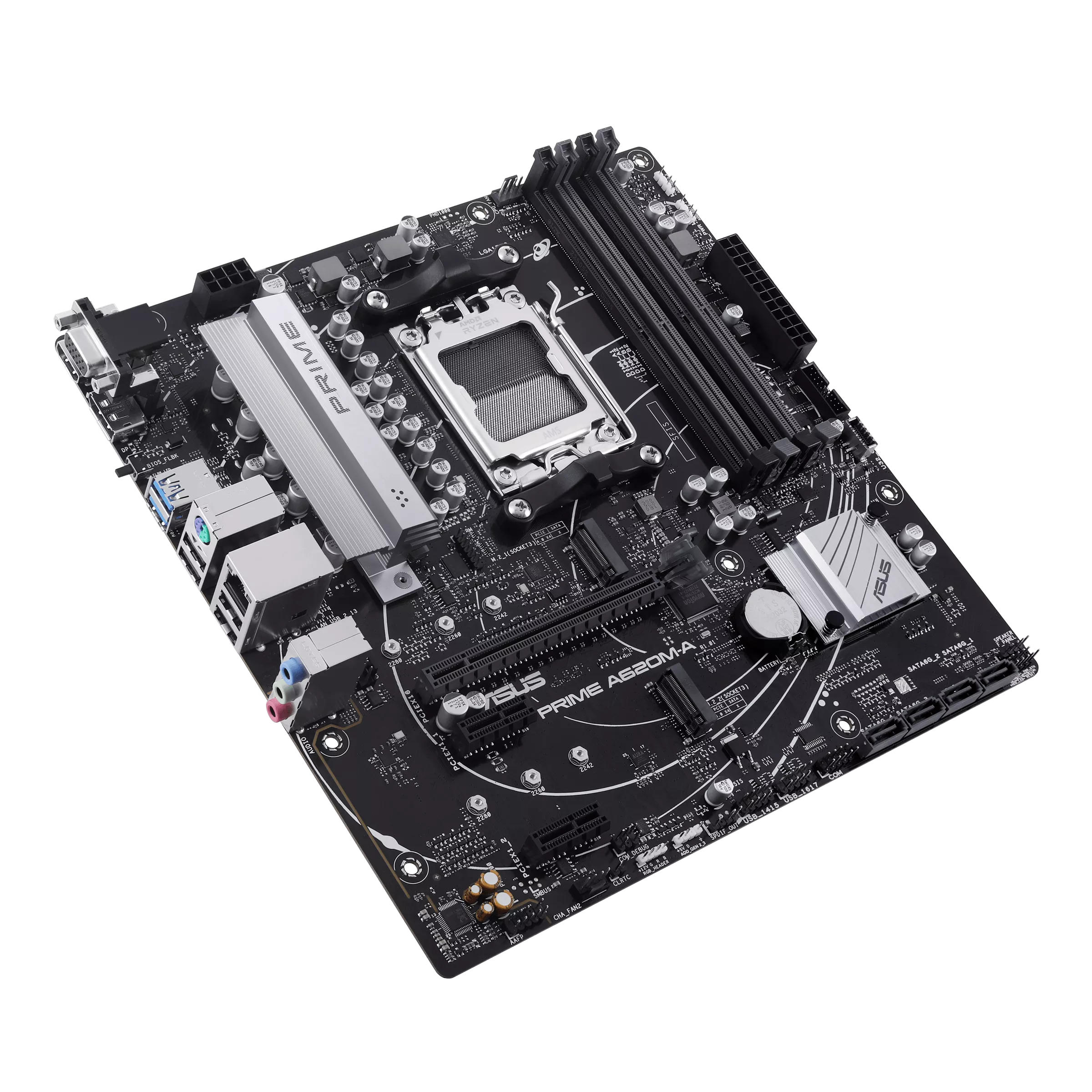 Motherboard ASUS PRIME A620M-A (AM5, 4x DDR5, 2x M.2, 3x ARGB, 1Gbps LAN) - Imagen 2
