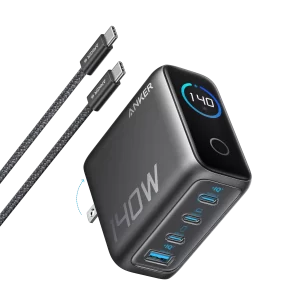 Cargador Anker 140W 3xUSB-C, 1xUSB-A Puertos, PD3.1, Carga rápida y pantalla a color