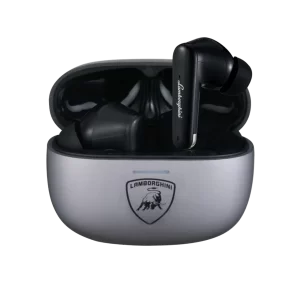 Audífonos inalámbricos Bluetooth Lamborghini TWS 200 color Silver con estuche de carga portátil