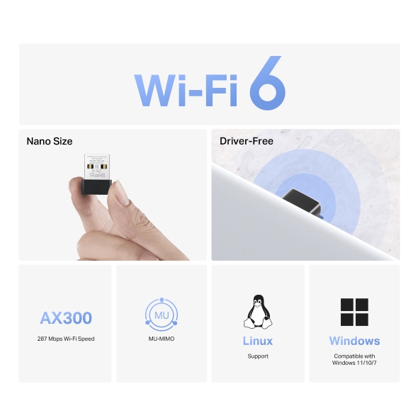 Adaptador de red inalámbrica USB TP-Link AX300 Nano - Imagen 6